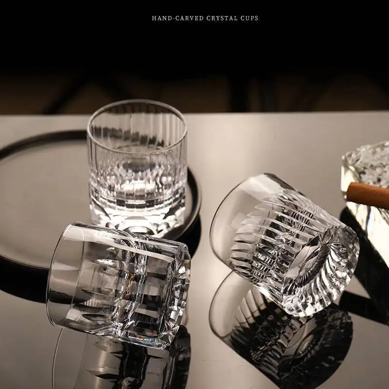 Whisky Beer And Wine - كوب ويسكي كريستالي منحوت شفاف سعة